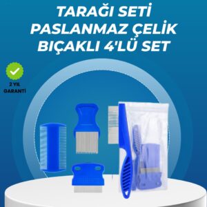 Kedi Köpek ve Küçük Hayvanlar İçin 4 Parça Ergonomik Tarak Takımı