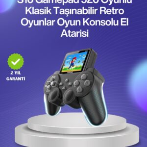 500 Oyunlu Nostaljik El Tipi Oyun Konsolu Taşınabilir Şarjlı Cihaz Renkli Ekran ve TV Destekli