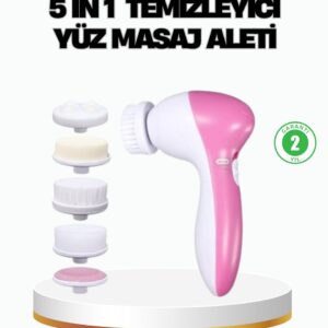 5’i 1 Arada Yüz Temizleme Cihazı – Masaj Fırça Peeling ve Krem Uygulama Aparatlı