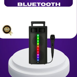 Bluetooth Işıklı Hoparlör – 2x5W Güç | USB + TF Kart + FM Radyo | Siyah Renk