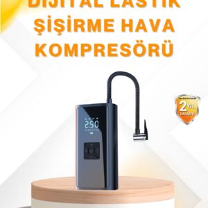 LED Fenerli ve SOS Işıklı Çok Fonksiyonlu Hava Kompresörü