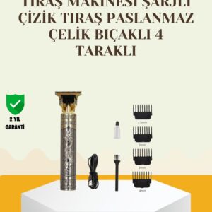 Şarjlı Titanyum Bıçaklı Saç ve Sakal Kesme Makinesi