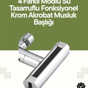 Krom Musluk Başlığı | 4'ü 1 Arada Su Çıkışı | Kolay Montajlı