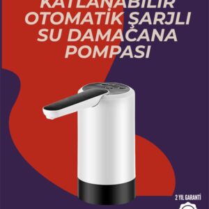 Otomatik Damacana Su Pompası | 40-80 Saniye Zaman Ayarlı | Açılabilir Hijyenik Tasarım | Şarjlı ve Portatif