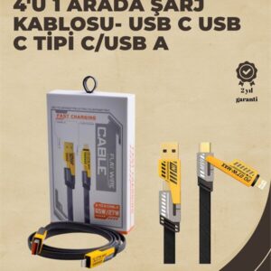 4'ü 1 Arada Metal Hızlı Veri Kablosu – 65W Güç 27W iPhone Desteği 480Mbps Aktarım