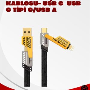 Dönüştürülebilir 4 Başlıklı Hızlı Şarj Kablosu – 1.2m 65W Dayanıklı ve Esnek Tasarım