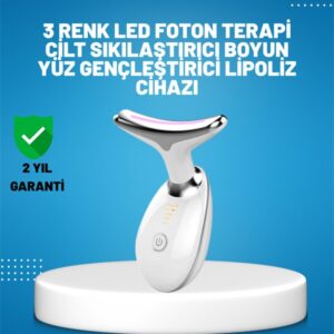 3 Modlu Boyun ve Yüz Bakım Cihazı – EMS Temizleme Sıcak Masaj ve Renkli Işık Terapi Özellikli