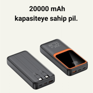 20000 mAh Taşınabilir Powerbank | Çok Kablolu Hızlı Şarj Destekli (22.5W)