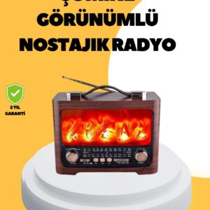 Taşınabilir Şömine Görünümlü Bluetooth Hoparlör – Solar Şarjlı Alev Işıklı 7W Ses