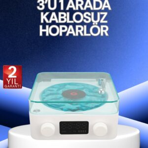 3-1 Kablosuz Bluetooth Hoparlör – Gece Lambalı Saatli Retro Tasarım