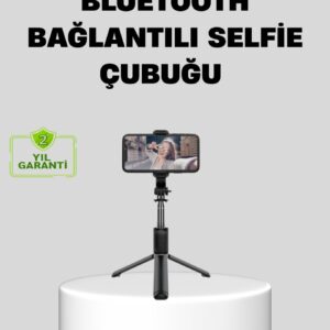 Bluetooth Selfie Çubuğu – 360° Dönebilen Başlık Kablosuz Bağlantı