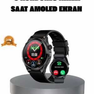 AMOLED Ekranlı Smartwatch – 3 Kordonlu Kalp Atış & Uyku Takipli Akıllı Saat