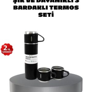 500 ml Paslanmaz Çelik Termos Seti – Sızdırmaz Vakumlu Isı Koruma Özellikli Taşınabilir Termos