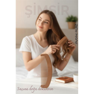 Doğal Şimşir Ahşap Tarak – 16 cm Anti-statik Kepek Karşıtı ve El Yapımı