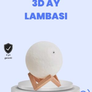 RGB Modlu 16 Renkli Ay Gece Lambası 3D Baskı ve Uzaktan Kumanda Özellikli