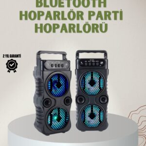 1200 mAh Şarjlı LED Işıklı Bluetooth Hoparlör – FM Radyolu Hafıza Kart Destekli