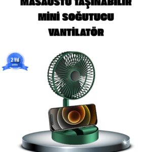 Katlanabilir Şarjlı Mini Fan 3 Kademeli Hız Ayarlı Taşınabilir