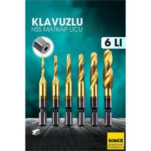 Kılavuzlu HSS Matkap Ucu 6'lı SET M3-M10 Titanyum Kaplamalı