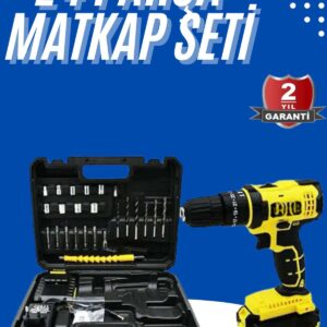 Metal Şanzıman Çift Akülü Bakır Sargı 24 Parça Led Aydınlatmalı Matkap Seti