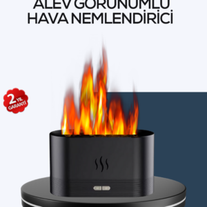 Aromatik Oda Kokusu Difüzörü Alev Tasarımlı LED Işıklı Nemlendirici