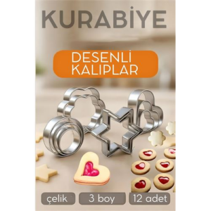 12'li Kurabiye Kalıbı Seti Profesyonel Şef Paslanmaz Çelik | Mutfak Sanatınızın Vazgeçilmezi