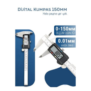 Profesyonel Dijital Kumpas 150mm - Karbon Fiber Gövde Hassas LCD Ekran İnç/Metrik Ölçüm Cihazı