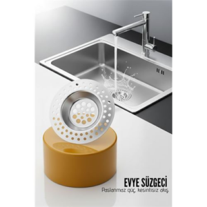 Evye Süzgeci 7.1 cm Paslanmaz Çelik - Mutfak Lavabo Gider Süzgeci Seti Tıkanma Önleyici