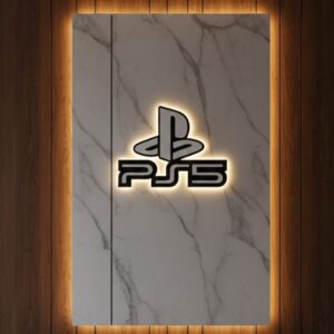 PS5 Logo Dekoratif Duvar Süsü Oyun Odası ve Salon Uyumu