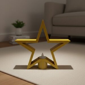 Sarı Yıldız Mumluk Modern Salon ve Raf Dekoru