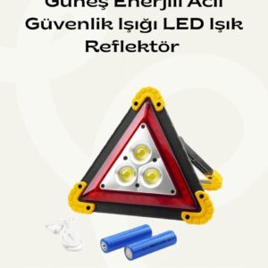 Solar Şarjlı Üçgen LED Park ve İkaz Lambası