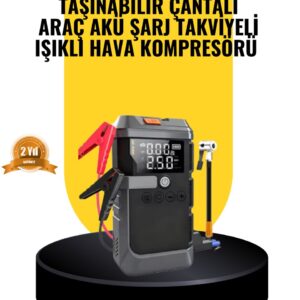 Işıklı Hava Kompresörlü Taşınabilir Akü Takviye Ünitesi