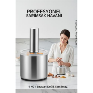 Profesyonel Ezici Sarımsak Havanı Seti - Mutfak Tipi Baharat Havanı 304 Paslanmaz Çelik