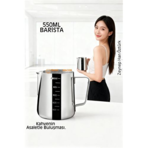 İnox 550ml Barista Süt Sürahisi - Süt Köpürtme Potu - Paslanmaz Çelik
