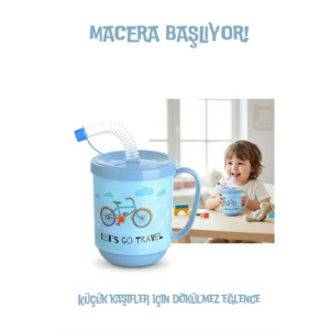Premium Pipetli Çocuk Bardağı 350 ml -Alıştırma Bardağı ve Suluk