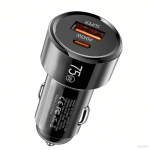 ALLY TurboCharge 75W Araç Şarj Cihazı – Çift Port (USB-C + USB-A-(5775)