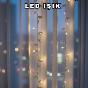 Gümüş Yaprak Tasarımlı LED Işık Pilli Ev ve Vitrin Dekoru