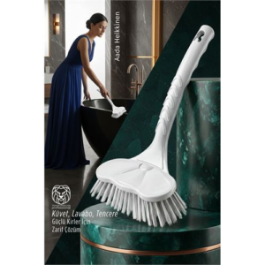 Küvet Lavabo ve Tencere Fırçası - Çizmez Kıl Yapılı Ergonomik Temizlik Ovma Fırçası