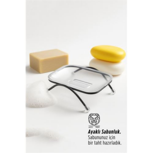 Ayaklı Sabunluk – Su Giderli Şeffaf Tasarım 12 x 9 cm Tezgah Üstü Kullanım