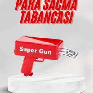Kırmızı Parti Oyuncağı Para Saçma Fırlatma Tabancası Makinesi Super Money