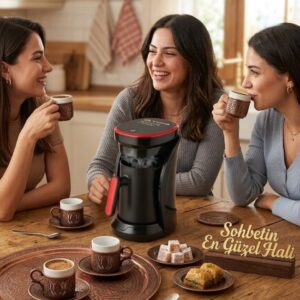 Modern Tasarımlı Türk Kahvesi Makinesi Taşma Emniyetli 4 Fincan Kapasiteli