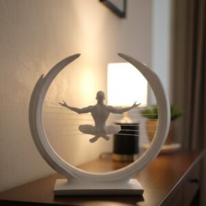 3D Zen Heykeli Ay Formlu Meditasyon Yapan İnsan Figürü Dekor