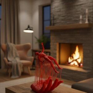 3D El İnsan Figürü Kırmızı Minimal Modern Ev ve Ofis Dekoru 12x18 cm