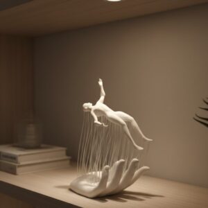 3D El Üzerinde İnsan Figürü Beyaz Minimal Masa Üstü Dekor