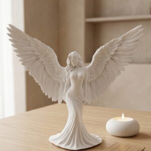 Estetik Melek Kadın Figürlü 3D Dekoratif Biblo Modern Salon Dekoru