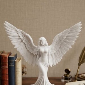 Kanatlı Melek Figürü 3D Baskı Dekoratif Heykel Biblo Ev Ofis Aksesuarı