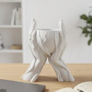 Estetik El Figürlü Dekoratif 3D Baskı Vazo Saksı Ev Dekorasyonu