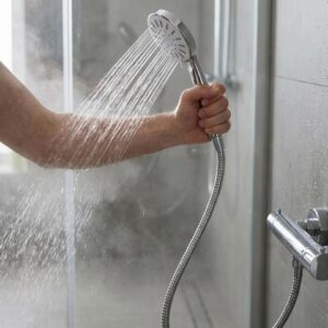 Spiral Hortumlu 4 Kademeli Krem El Duşu Başlığı Banyo Duş Seti