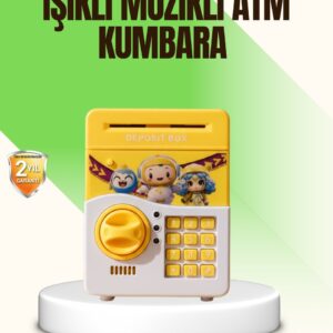 Sarı Elektronik Şifreli ATM Görünümlü Çocuk Kumbarası