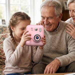 HD Ekranlı Çocuk Fotoğraf Makinesi Video Kayıt ve Baskı Kağıdı Kalem Hediyeli