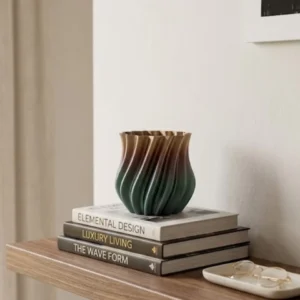 Koyu Metalik Kıvrımlı 3D Vazo Minimal Lüks Ev Ofis Dekoru